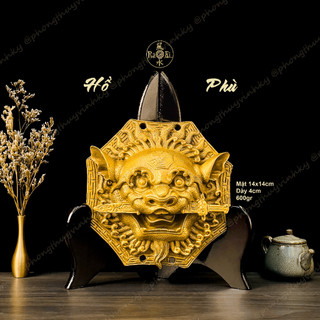 Hổ Phù 14cm - Mặt Sư Tử Trừng Mắt Ngậm Kiếm - Tượng Đồng Phong Thủy