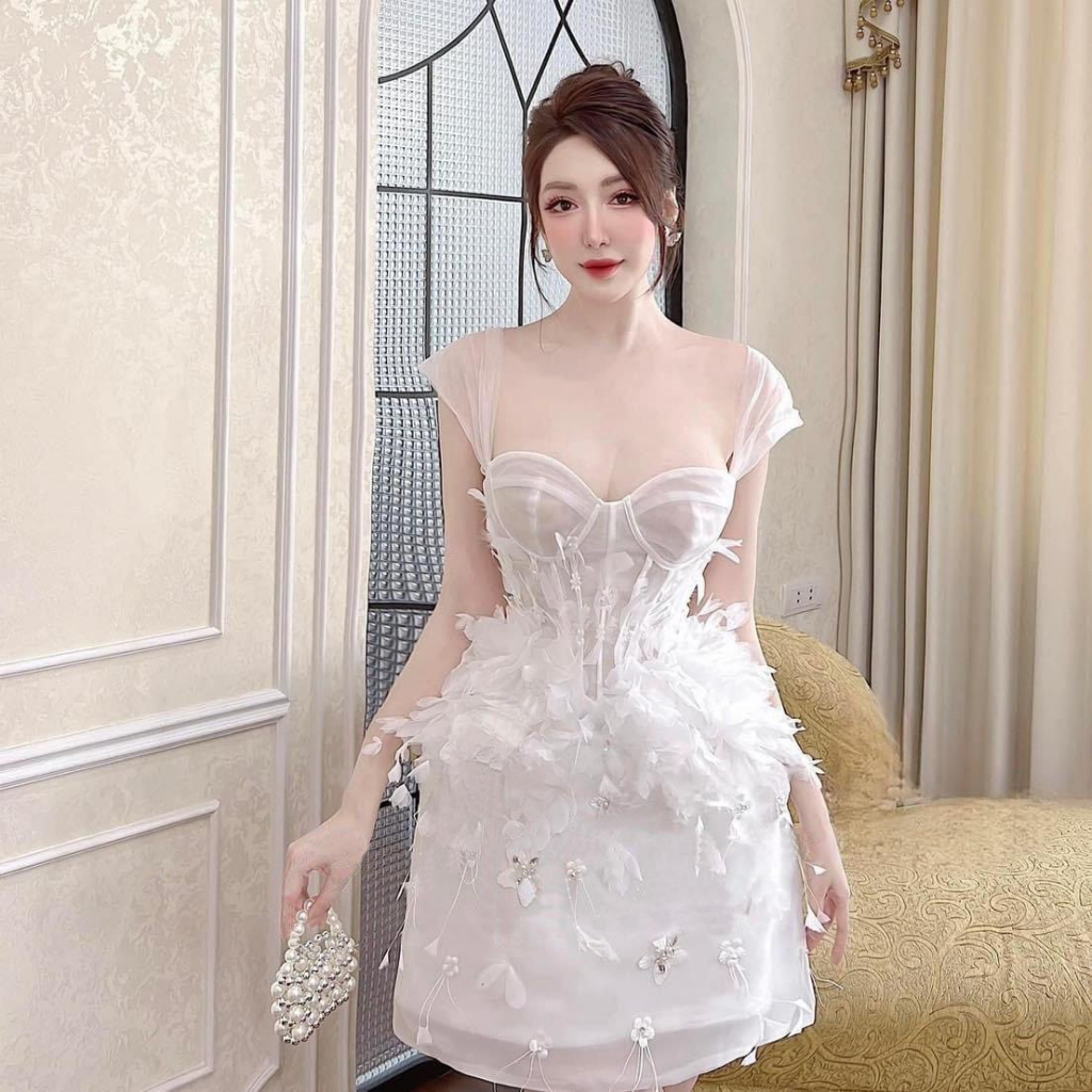 ĐẦM CUP HOA RƠI 3D ĐÍNH ĐÁ