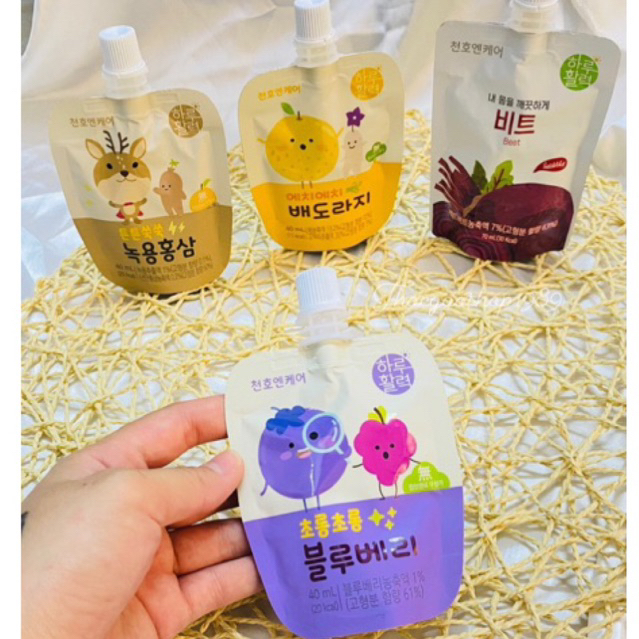 Nước hồng sâm hoa quả các màu Chunho 40ml dành cho bé