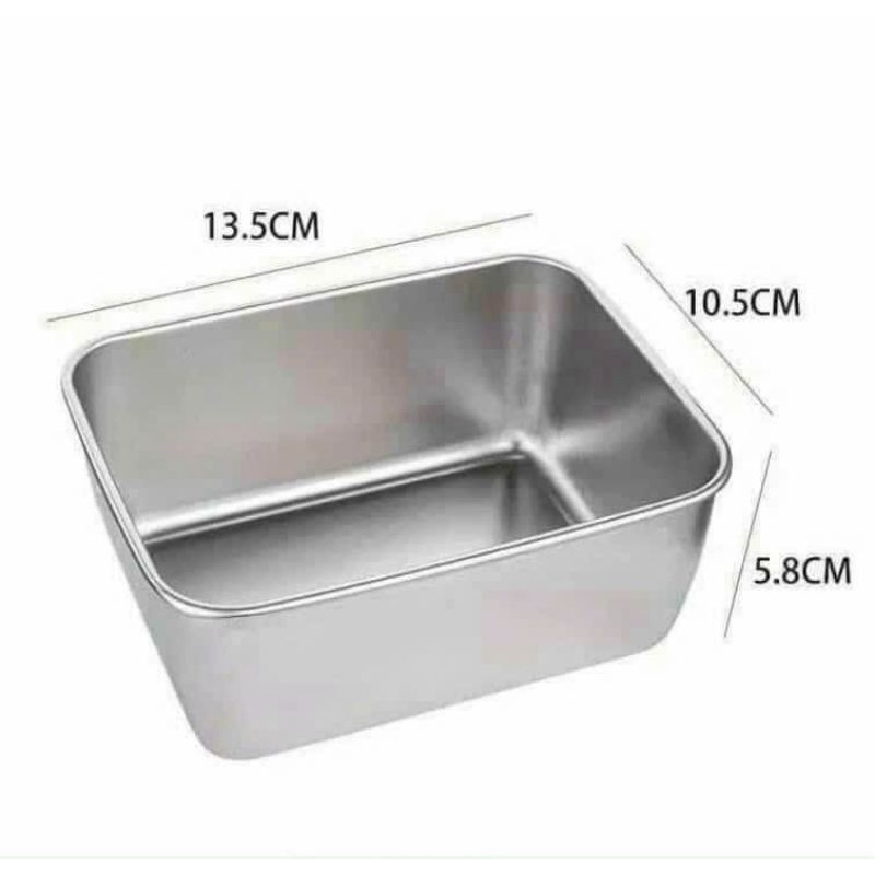 Khay đựng thực phẩm inox có nắp kích thước 13,5x10,5x5,8cm