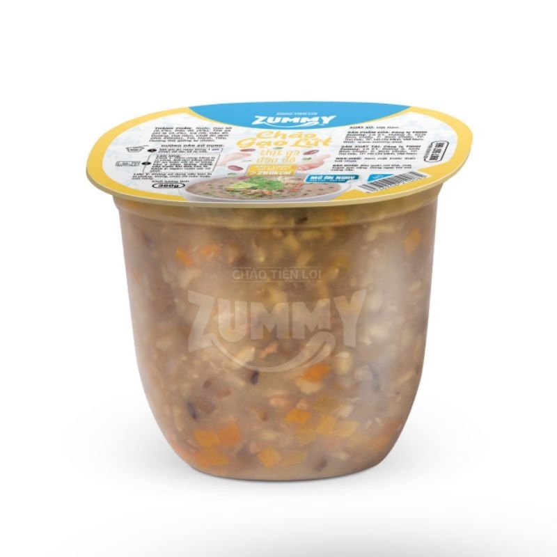 ZUMMY CHÁO GẠO LỨT NẤU CHÍN SẴN MỞ NẮP ĂN LIỀN (BÁT ĐƠN)
