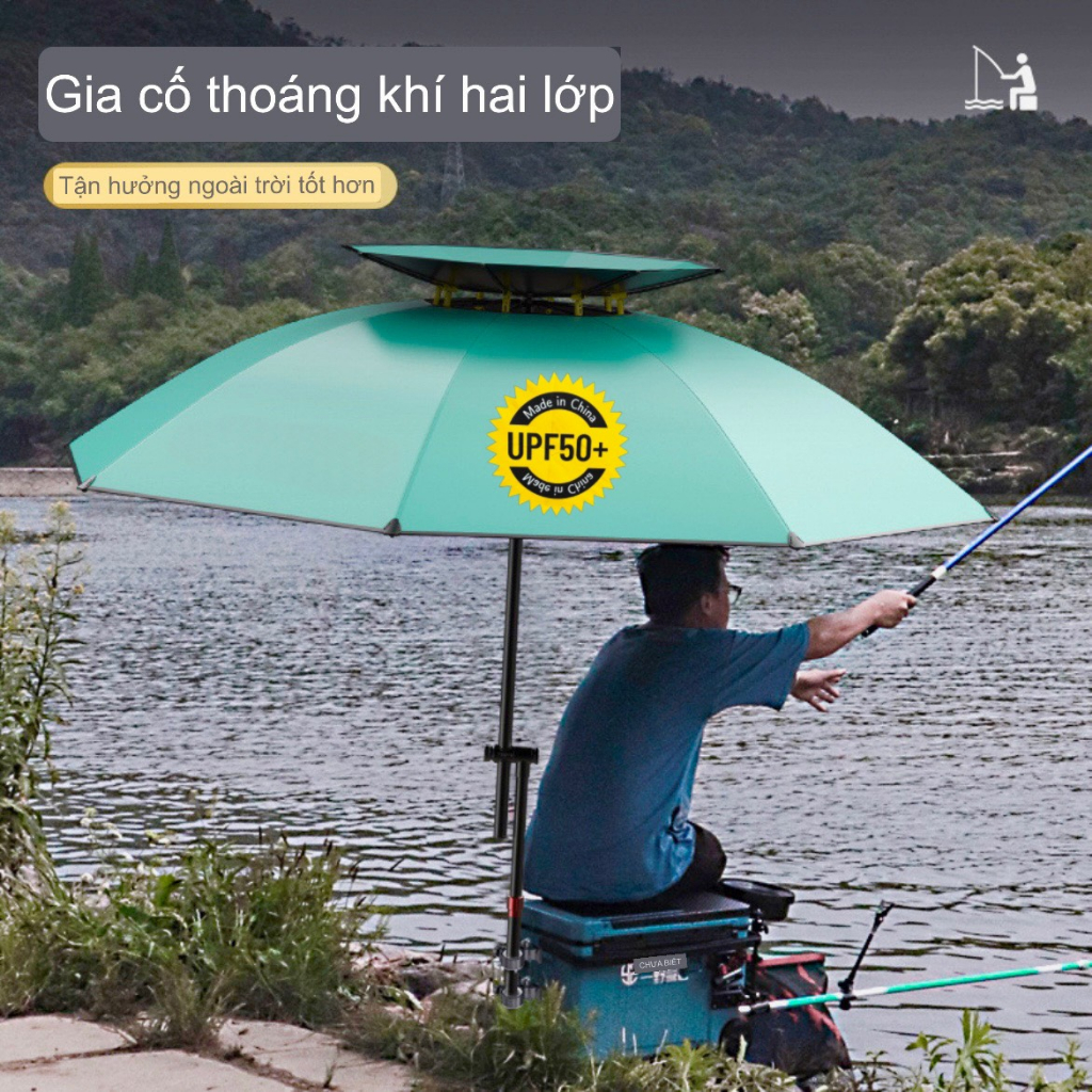 Ô Câu Cá 2 Lớp Cao Cấp, Tiêu Chuẩn UPF50+ Chống nước, ánh sáng, tia UV tuyệt đối Fang fishing OC1