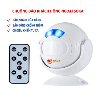Chuông báo khách ra vào cửa hàng báo động chống trộm hồng ngoại không dây SOKA- SF23 kèm điều khiển từ xa