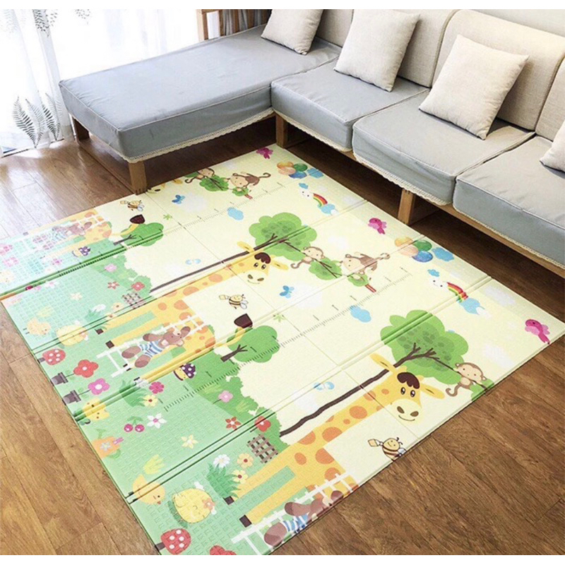 Thảm xốp xpe trải sàn cho bé, chiếu gấp gọn 2 mặt, tấm lót chống thấm cho bé tập bò kích thước 1m8 2m