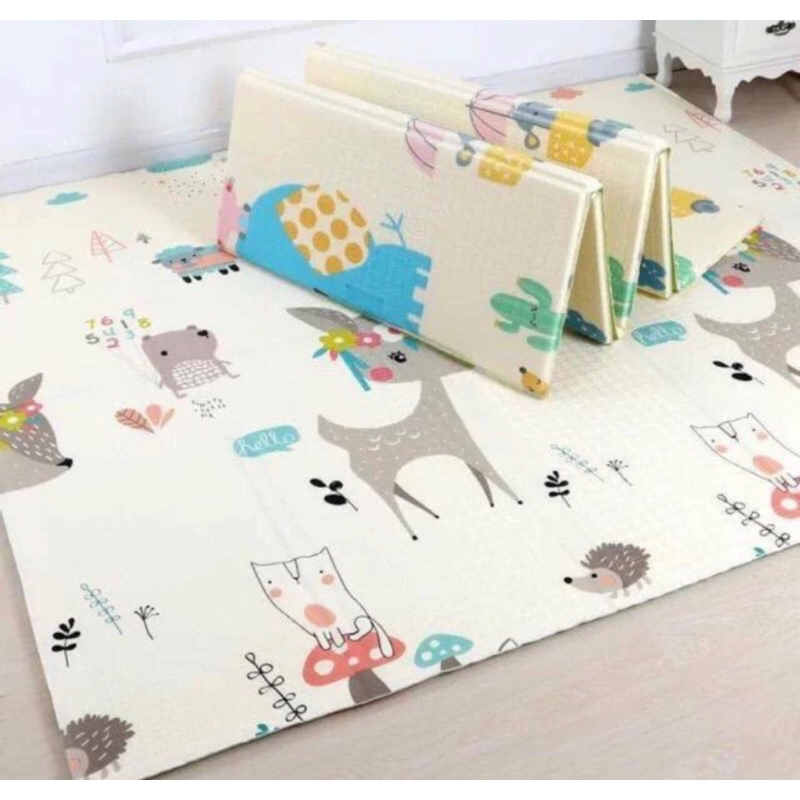 Thảm xốp xpe trải sàn cho bé, chiếu gấp gọn 2 mặt, tấm lót chống thấm cho bé tập bò kích thước 1m8 2m