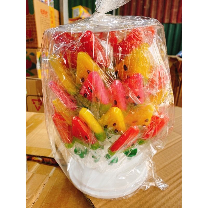 Sỉ chùm 60 chiếc kẹo mút dưa hấu có cây cắm