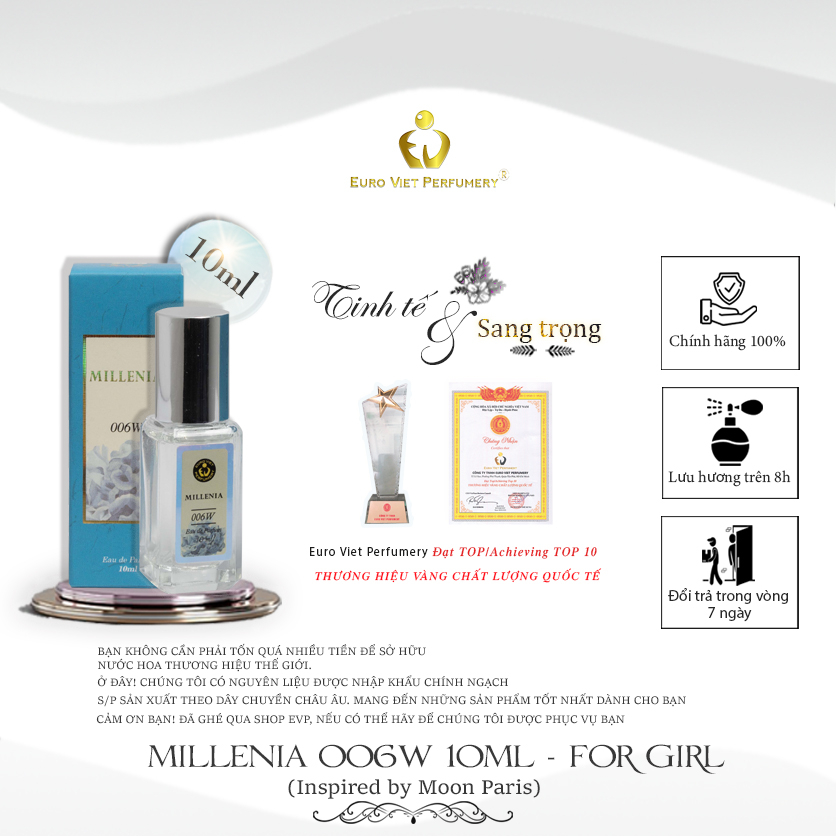 Nước Hoa Nữ Cao Cấp MILLENIA 006W Euro Viet Perfumery 10ml
