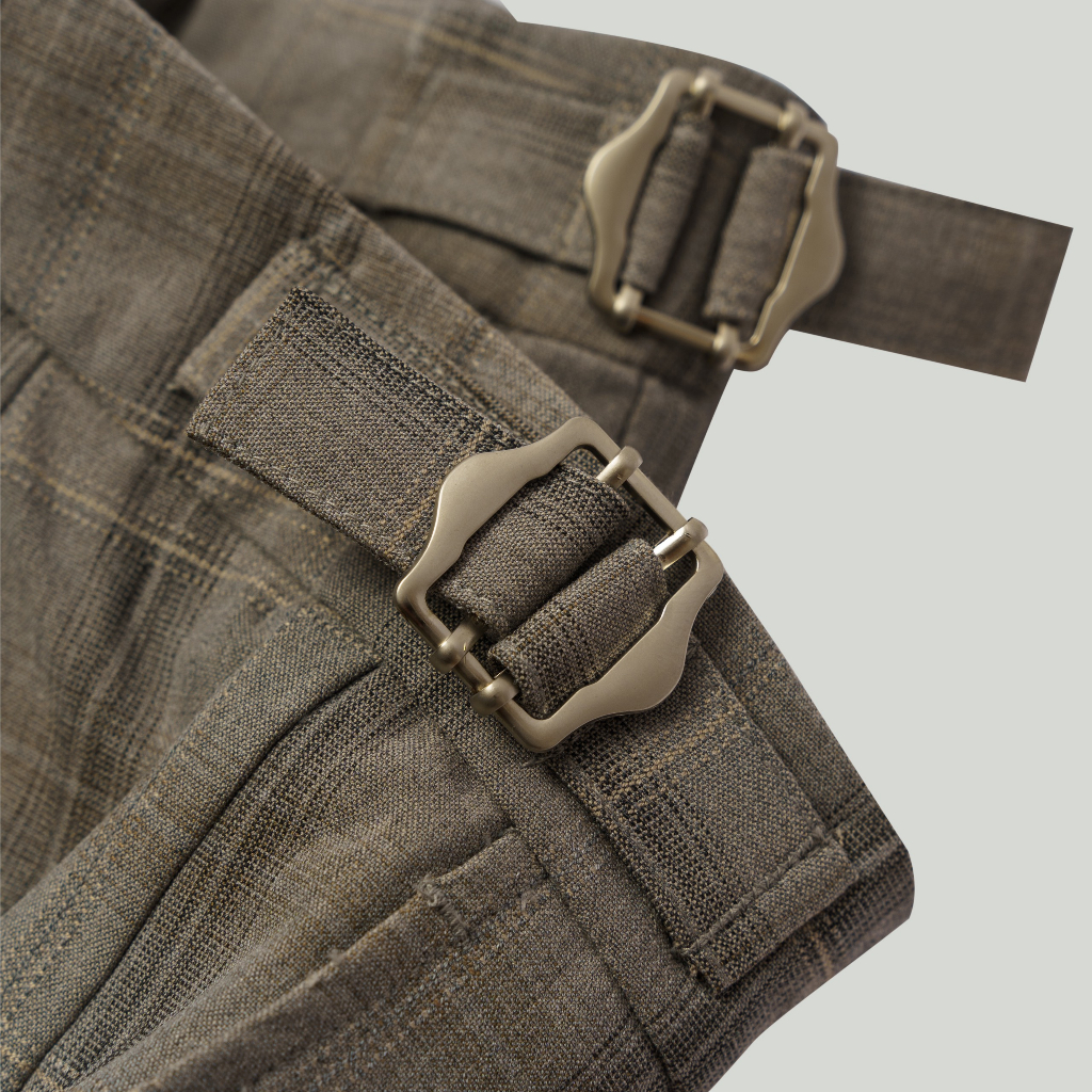 Quần Tây Sidetab Americus Gosani Phom Slimfit Phối Caro Màu Xám Đậm