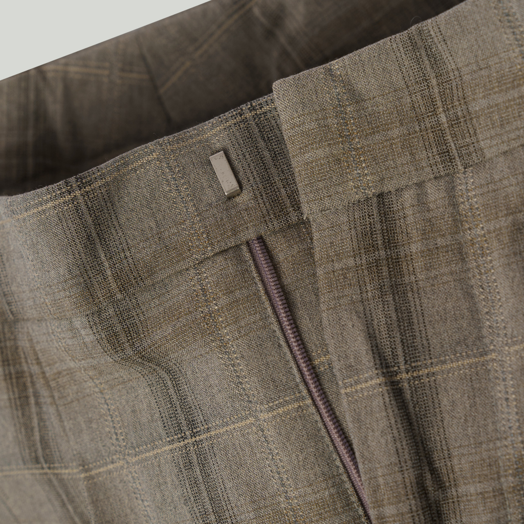 Quần Tây Sidetab Americus Gosani Phom Slimfit Phối Caro Màu Xám Đậm