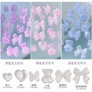 Charm nơ thuỷ tinh, gấu thuỷ tinh, trái tim trong suốt - Cheap Nail