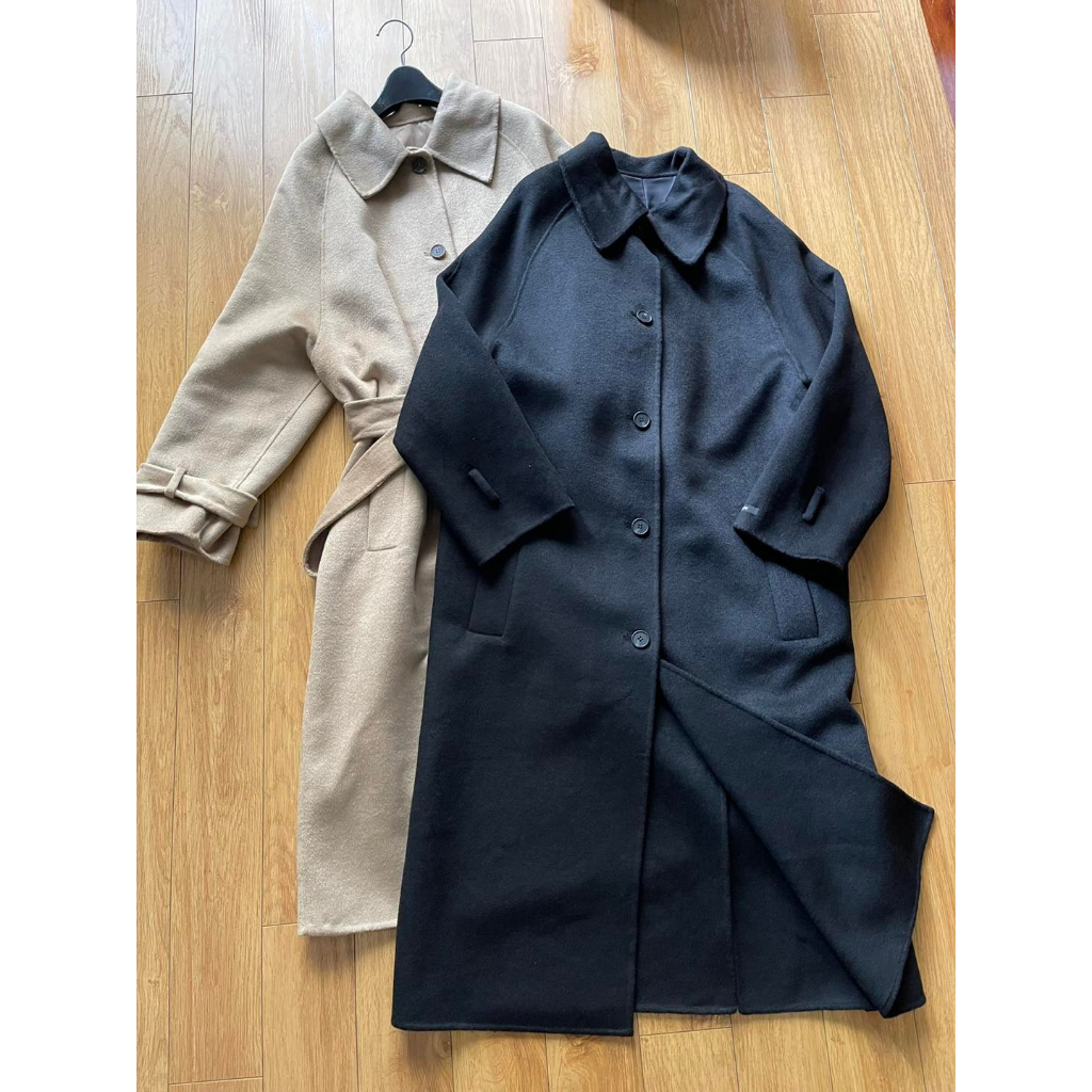 ÁO KHOÁC DẠ NỮ RE.FLEUR XUẤT HÀN DÁNG DÀI MÀU ĐEN