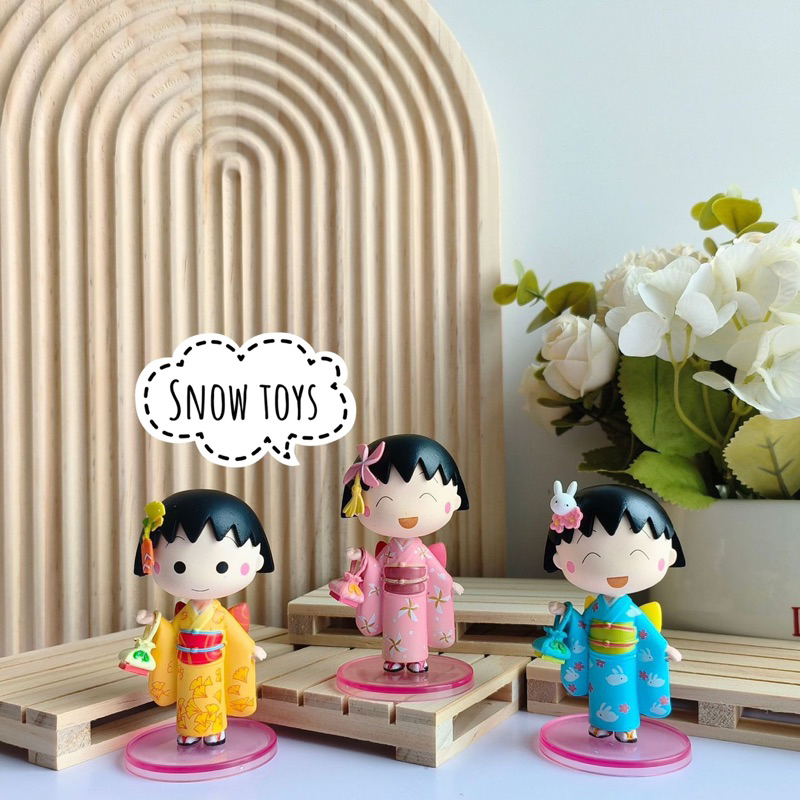 Mô hình Maruko - Nhóc Maruko - Momoko Sakura - Nhân vật Marukochan chibi dễ thương trang phục Kimono - Cao 8cm