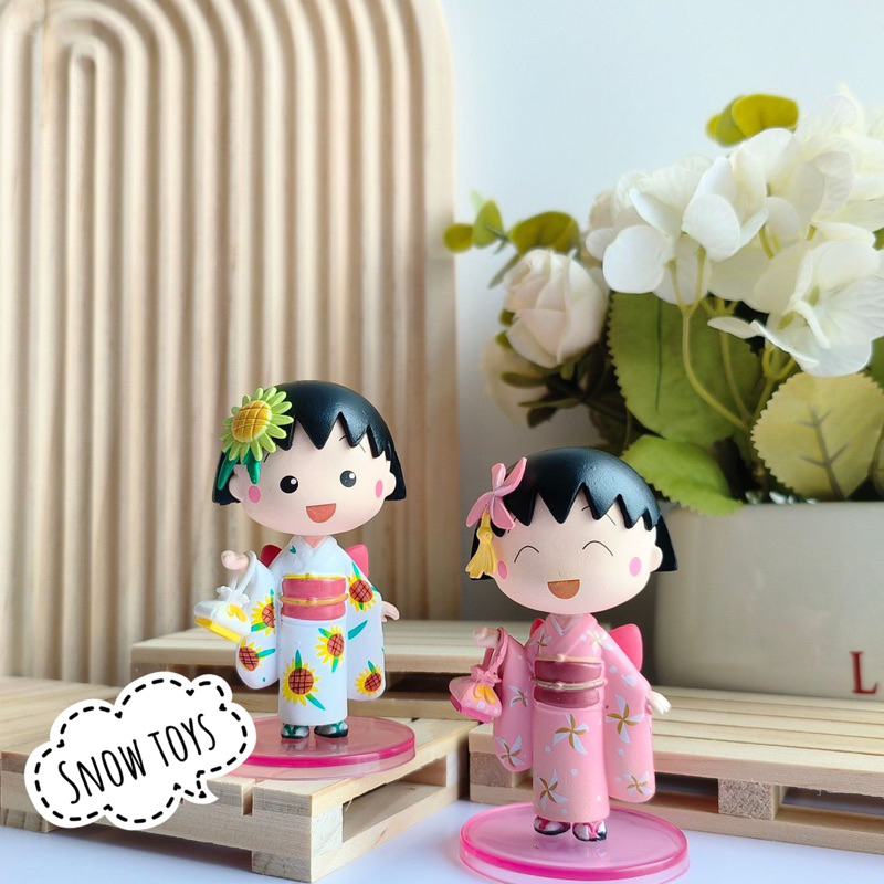 Mô hình Maruko - Nhóc Maruko - Momoko Sakura - Nhân vật Marukochan chibi dễ thương trang phục Kimono - Cao 8cm
