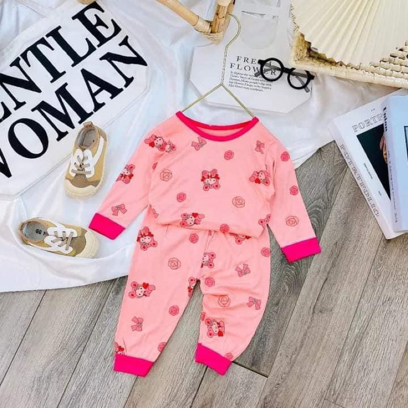 Bộ dài tay bé trai, bé gái MinKy Mom thu đông - Set quần áo thun lạnh cho bé họa tiết hoạt hình size 7-18kg