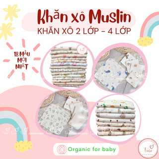 TIARA- Khăn sữa xô muslin organic cho bé, khăn mặt cho người lớn và trẻ em, khăn xô muslin 2 lớp, 4 lớp cao cấp
