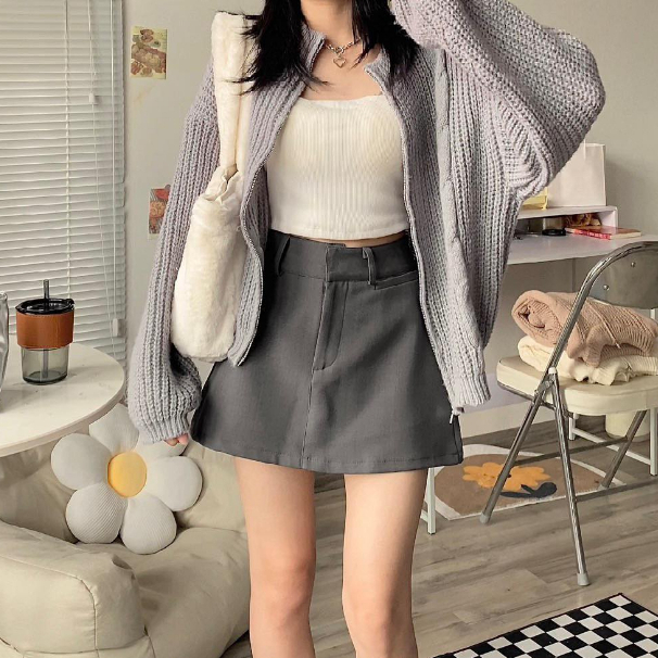 Chân Váy Chữ A Tặng Kèm Belt Kèm Quần Trong Bảo Hộ Chất Chéo Hàn Siêu Dày Dặn