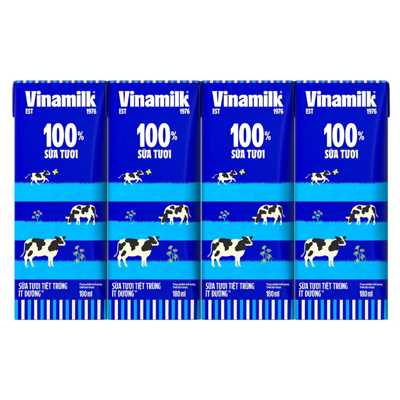 Thùng sữa tươi tiệt trùng 100% Vinamilk  48 hộp  180ml