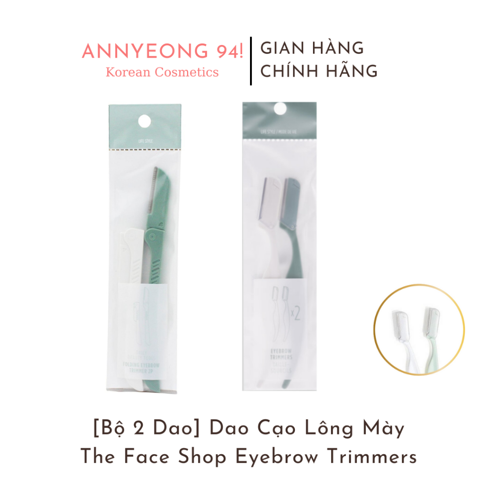 [Bộ 2 Dao] Dao Cạo Lông Mày The Face Shop, Dao Tạo Dáng Chân Mày TFS Eyebrow Trimmers