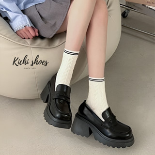 Giày loafer KICHI (CÓ SẴN) đế sóng muffin loafers giày da đế dày tăng chiều cao 7,5cm phong cách lolita Nhật Bản F03