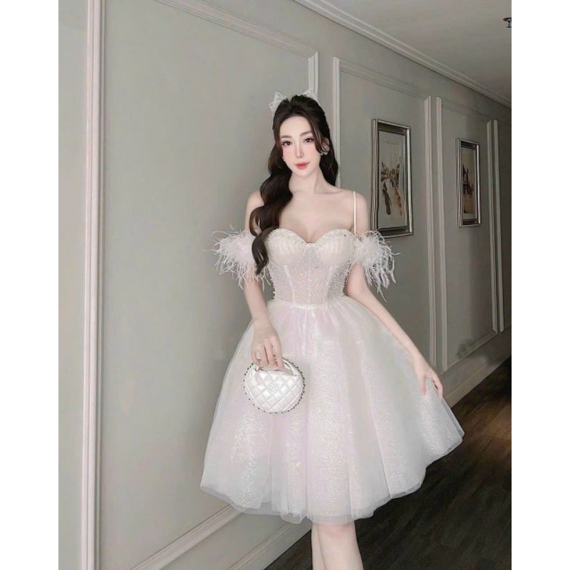 ĐẦM XÒE TRỄ VAI ĐÍNH CƯỜM