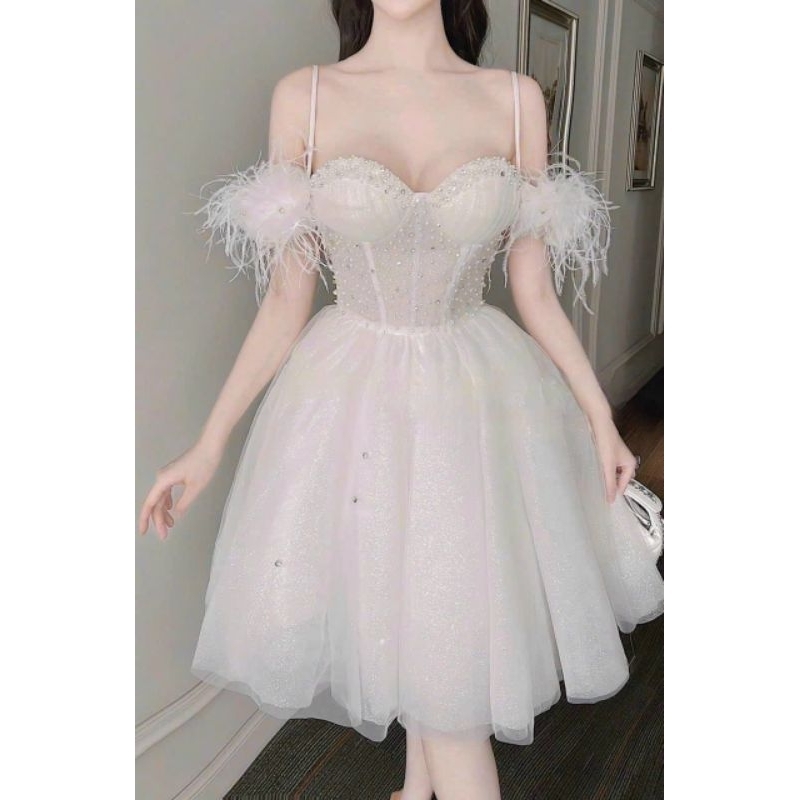 ĐẦM XÒE TRỄ VAI ĐÍNH CƯỜM