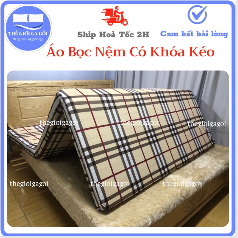 Áo bọc nệm thun lạnh 2 mặt có khóa kéo, đủ kích thước( dùng cho nệm thẳng , nệm gấp3)
