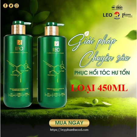 Cặp Gội Xả Prosee LEO Green Algae Anti Dandruff and Refreshing 450ml Tái Tạo Dành Cho Tóc Gàu,Dầu Nhờn