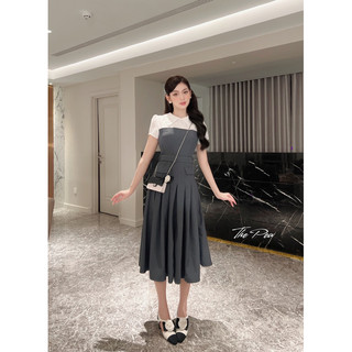 [Mã tri ân 290k] LIBE DRESS by Thepeavn - Đầm xếp li phối sơ mi trắng kèm đai