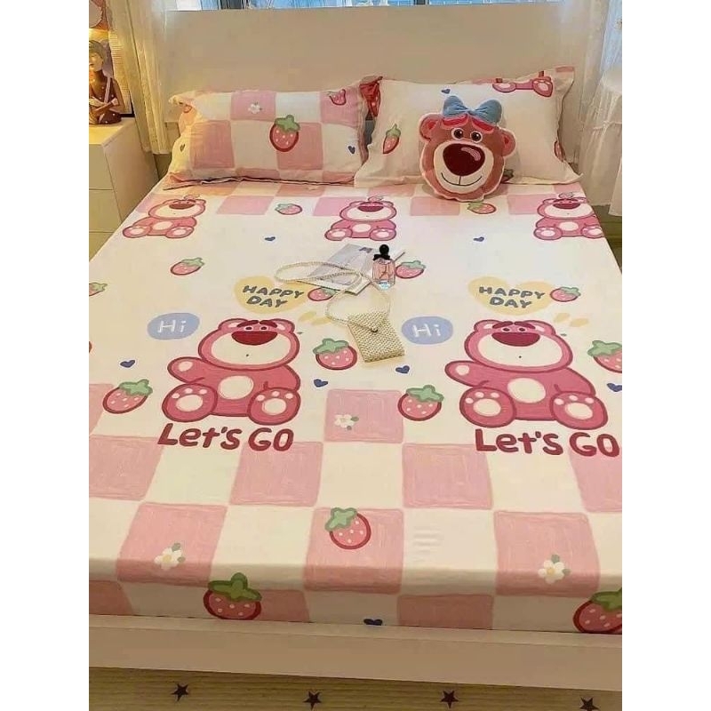 Bộ Vỏ Chăn Ga Gối 5 Món mẫu Gấu Letgo đầy đủ kích cỡ nệm hàng loại 1 phong cách Hàn Quốc