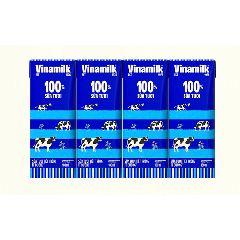 Lôc sữa tươi tiệt trùng 100% Vinamilk 4 hộp 180ml