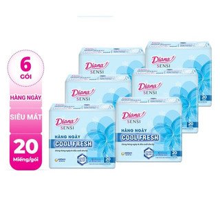 Lốc 6 gói Băng vệ sinh Diana hàng ngày Sensi Cool Fresh gói 20 miếng 15.5CM