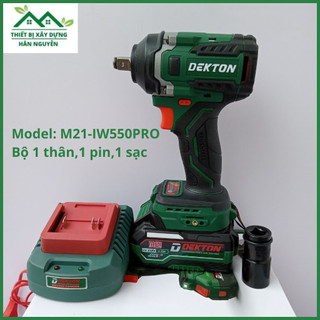 Máy siết bulong dekton m21-iw550pro pin 21v đầu 1/2"không chổi than,bộ 1 pin