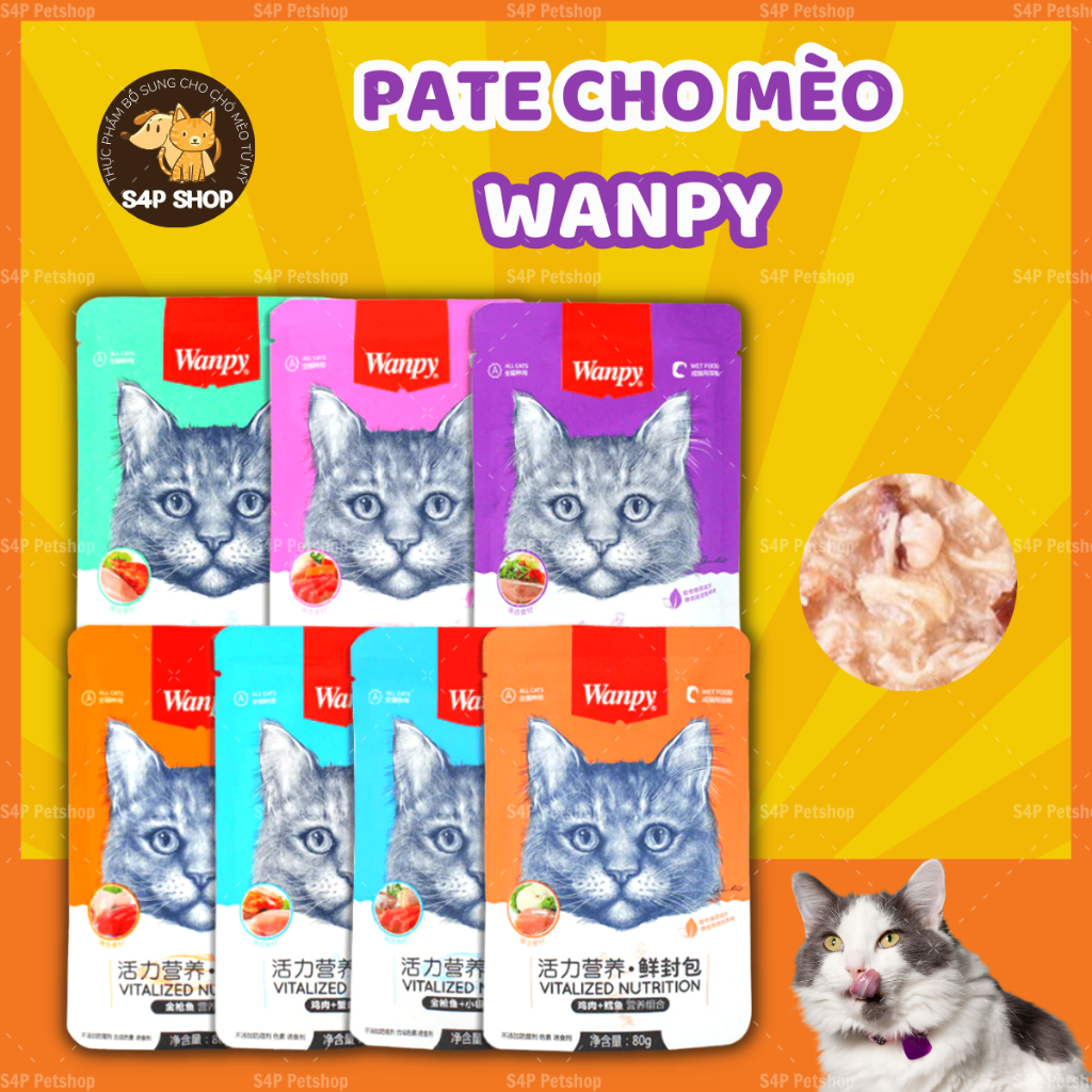 Pate Wanpy dành cho mèo - kén ăn, dinh dưỡng - 80gr - Đủ 7 Vị