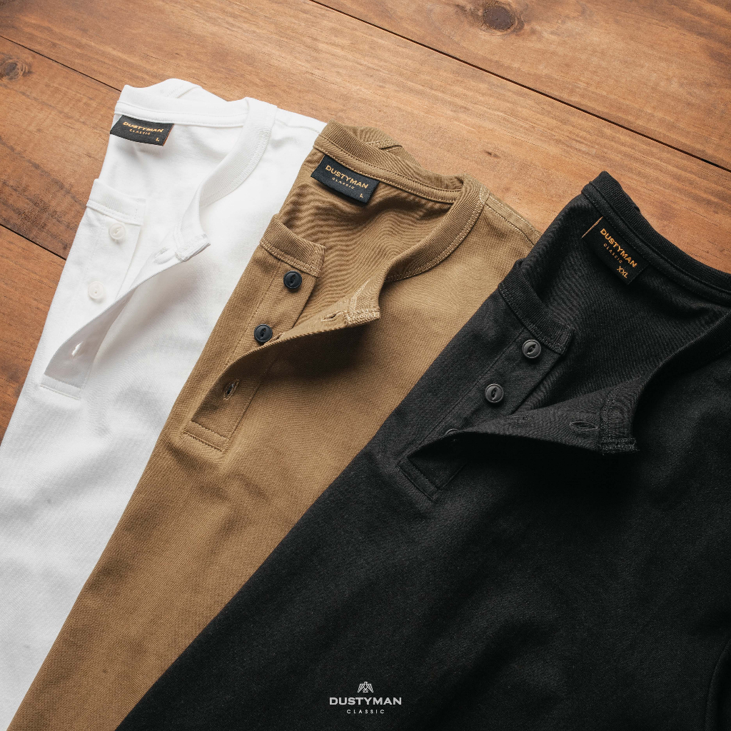 Áo Thun Nam Henley Cổ Điển DUSTYMAN - Vải 100% Cotton - Form Regular Fit