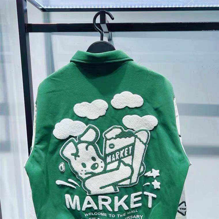 Áo khoác Varcity nam nữ xanh  lục họa Tiết thêu Miuzi DT223