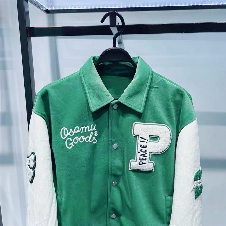 Áo khoác Varcity nam nữ xanh  lục họa Tiết thêu Miuzi DT223