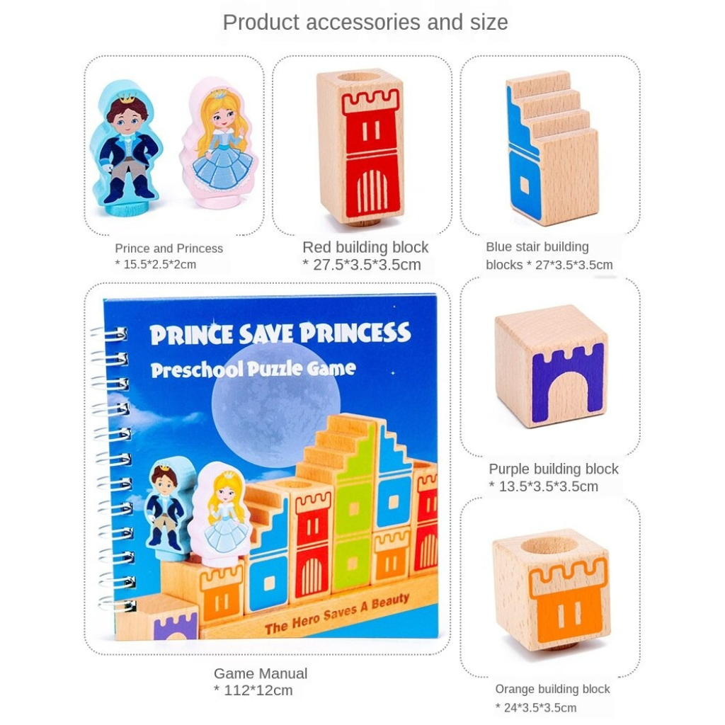 Bộ Trò Chơi Giải Đố Hoàng Tử Cứu Công Chúa - Trò Chơi Puzzle - Đồ chơi Gỗ Tư Duy Montessori