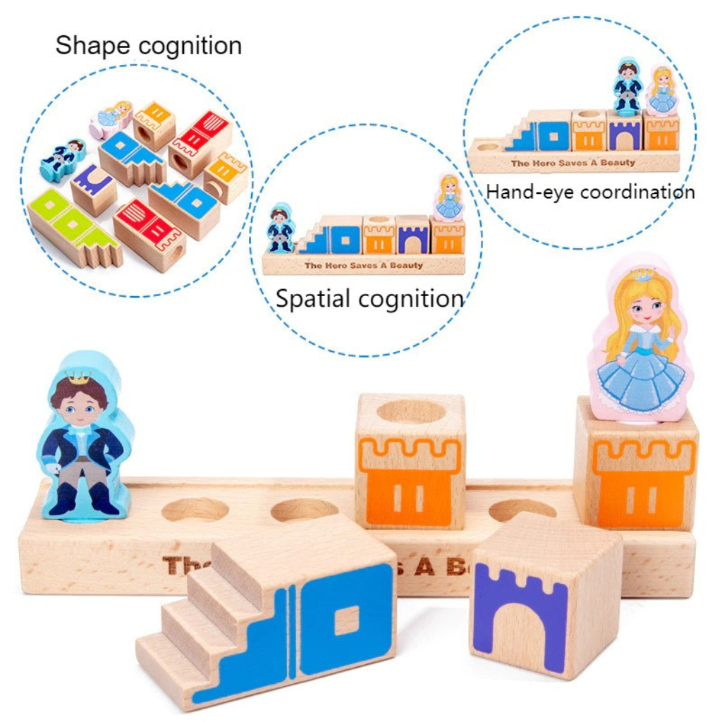Bộ Trò Chơi Giải Đố Hoàng Tử Cứu Công Chúa - Trò Chơi Puzzle - Đồ chơi Gỗ Tư Duy Montessori