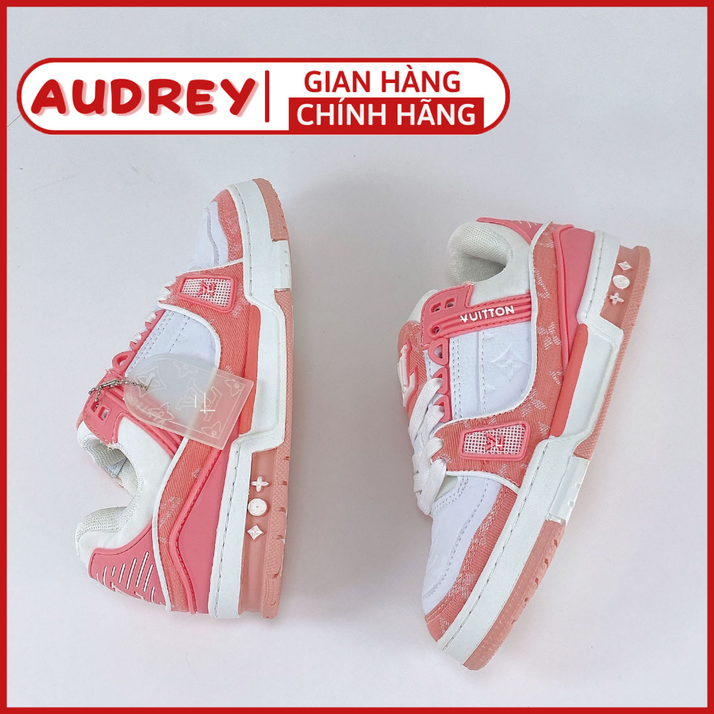 Giày LV Trainer Màu Hồng Pink - Sneaker Louis Vuitton Thể Thao Nam Nữ Thời Trang Cao Cấp