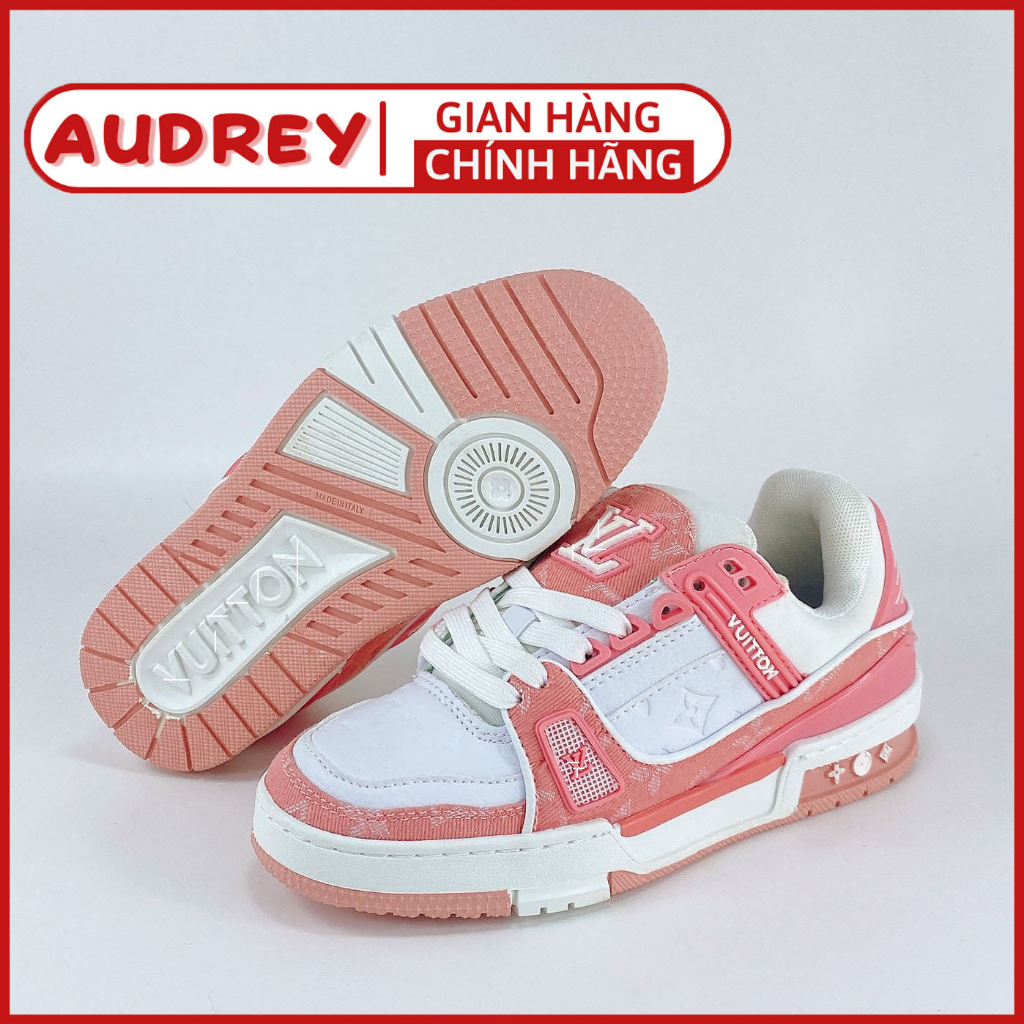 Giày LV Trainer Màu Hồng Pink - Sneaker Louis Vuitton Thể Thao Nam Nữ Thời Trang Cao Cấp
