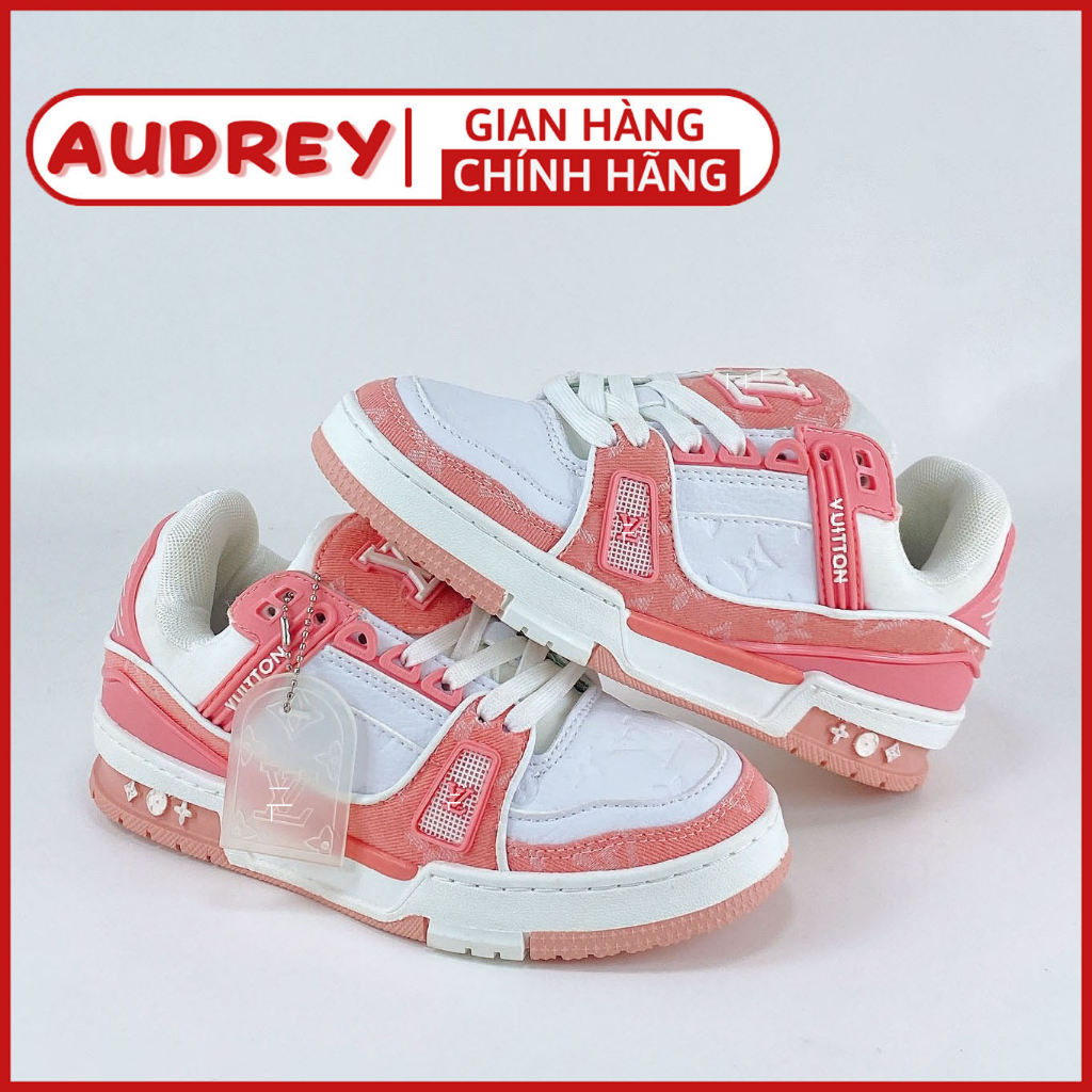 Giày LV Trainer Màu Hồng Pink - Sneaker Louis Vuitton Thể Thao Nam Nữ Thời Trang Cao Cấp
