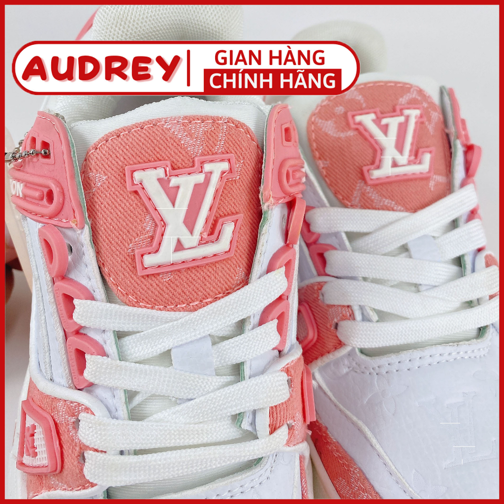 Giày LV Trainer Màu Hồng Pink - Sneaker Louis Vuitton Thể Thao Nam Nữ Thời Trang Cao Cấp