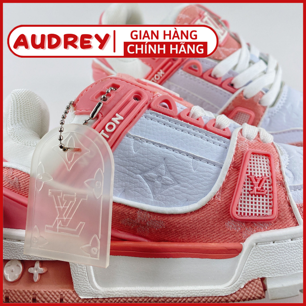 Giày LV Trainer Màu Hồng Pink - Sneaker Louis Vuitton Thể Thao Nam Nữ Thời Trang Cao Cấp