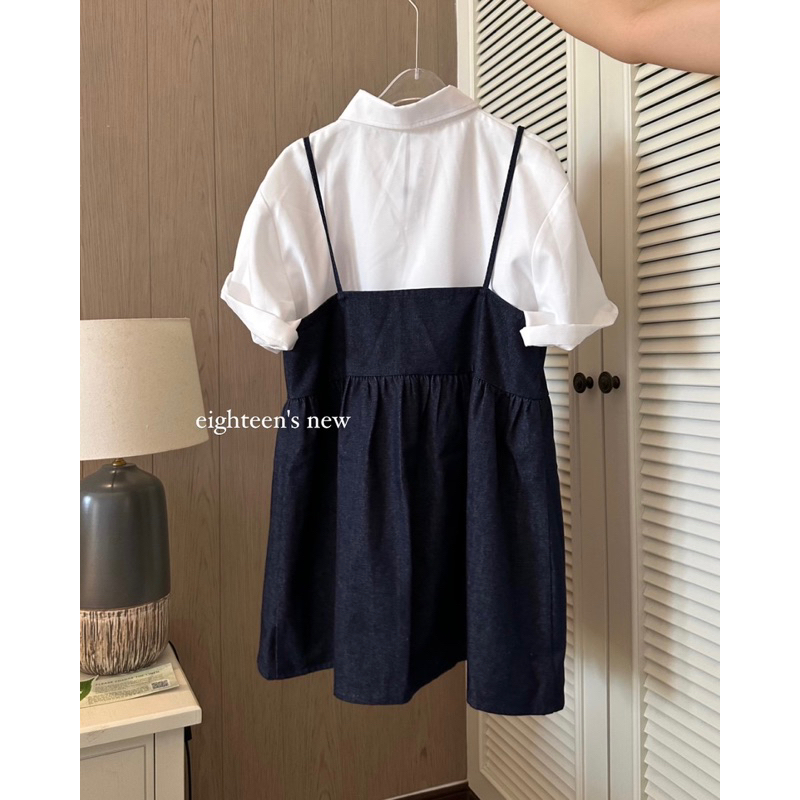 Có sẵn - Áo babydoll denim Xuka 18made ✿ 𝐁𝐲 𝐄𝐢𝐠𝐡𝐭𝐞𝐞𝐧 𝐀𝐠𝐚𝐢𝐧
