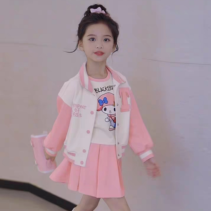 Set Váy 3 Chi Tiết Gồm Chân Váy, Áo Khoác,Áo Giữ Nhiệt Cute Điệu Đà Cho Bé Gái Từ 15-45kg