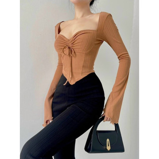 Áo kiểu tay dài sexy rút dây vạt nhọn xịn xò tn99
