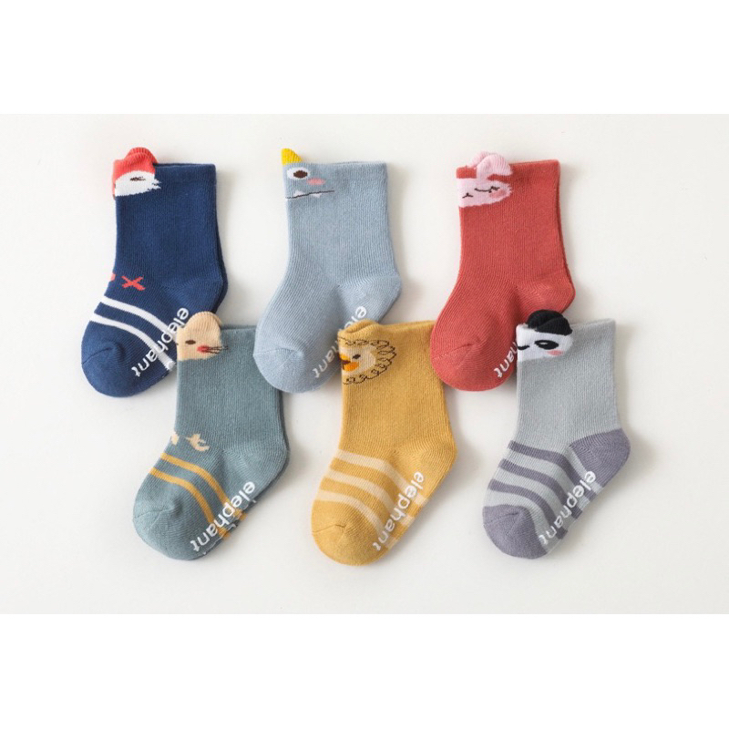 Set 5 Đôi Tất Trẻ Em Tất Cho Bé Hình Thú Cotton Chống Trơn Trượt Cho Bé Trai, Bé Gái Đi Cực Xinh SS1