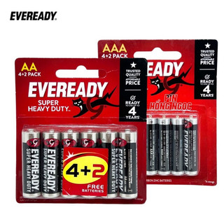 Pin eveready super heavy duty 1212 aaa, 1215 aa vỉ 6 viên