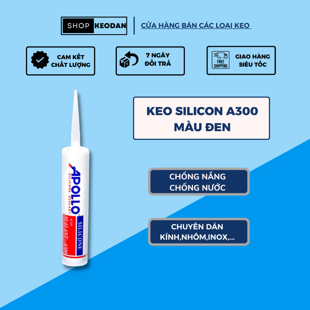 Keo Silicon Apollo A300 màu đen-ShopKeoDan Chuyên Các Loại Keo Dán