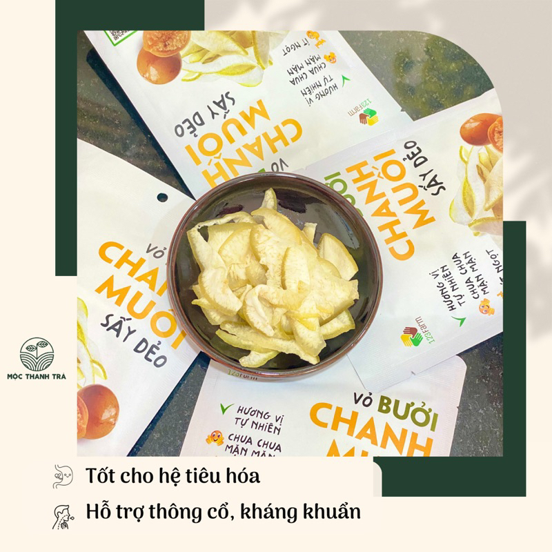 Vỏ Bưởi Chanh Muối Sấy dẻo Túi 50G, món ăn vặt tốt cho sức khoẻ, ăn vặt văn phòng và gia đình